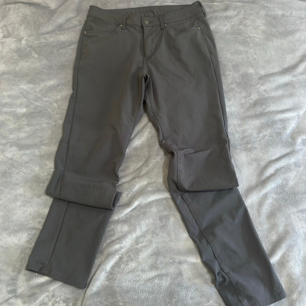 American Eagle Mens Performance Pants 30x34 Gray Slim Straight